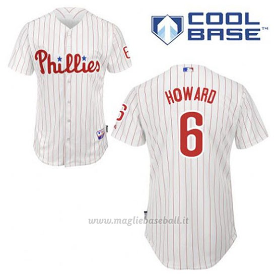 Maglia Baseball Uomo Philadelphia Phillies Ryan Howard 6 Bianco 1ªCool Base